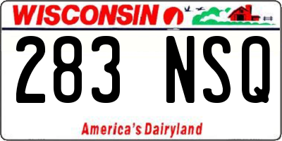 WI license plate 283NSQ