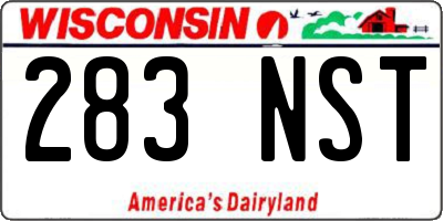 WI license plate 283NST