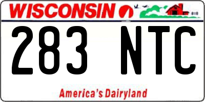 WI license plate 283NTC
