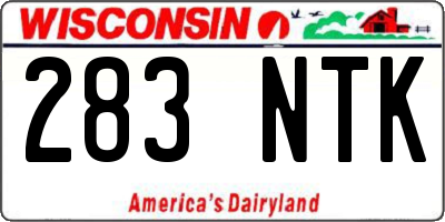 WI license plate 283NTK
