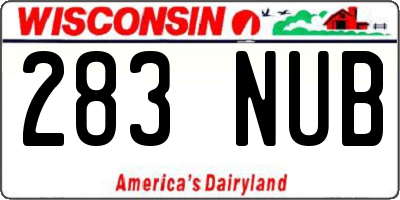 WI license plate 283NUB