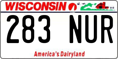 WI license plate 283NUR