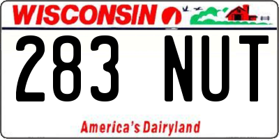 WI license plate 283NUT