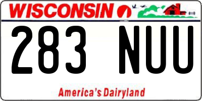 WI license plate 283NUU