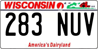 WI license plate 283NUV