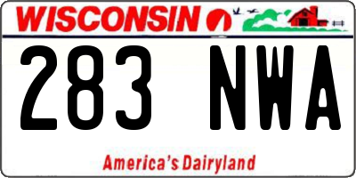 WI license plate 283NWA
