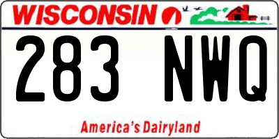 WI license plate 283NWQ
