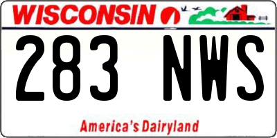WI license plate 283NWS