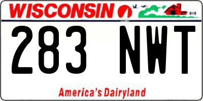 WI license plate 283NWT