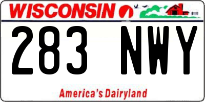 WI license plate 283NWY