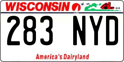 WI license plate 283NYD