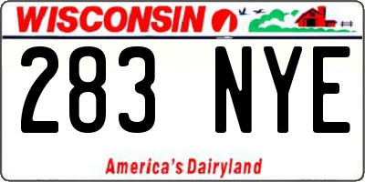 WI license plate 283NYE