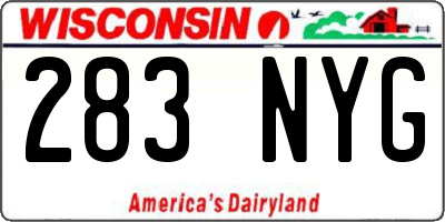 WI license plate 283NYG