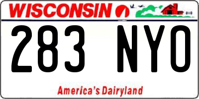 WI license plate 283NYO