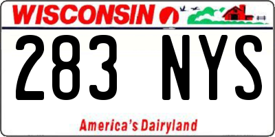WI license plate 283NYS