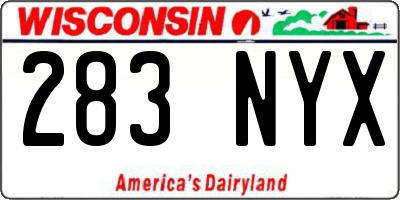 WI license plate 283NYX