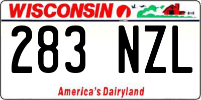 WI license plate 283NZL