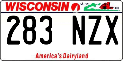 WI license plate 283NZX