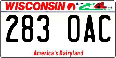 WI license plate 283OAC