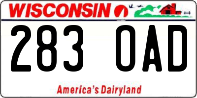 WI license plate 283OAD