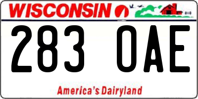 WI license plate 283OAE
