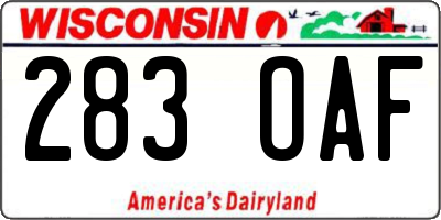 WI license plate 283OAF