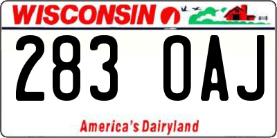 WI license plate 283OAJ