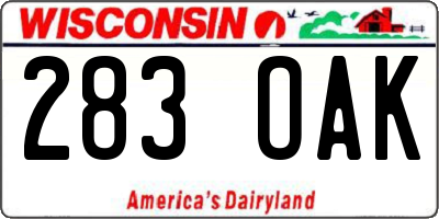 WI license plate 283OAK