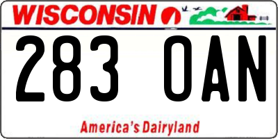 WI license plate 283OAN