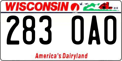 WI license plate 283OAO
