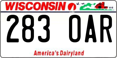 WI license plate 283OAR