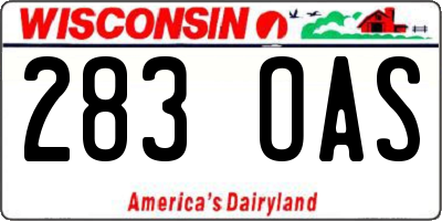 WI license plate 283OAS