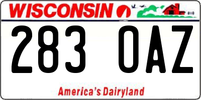 WI license plate 283OAZ