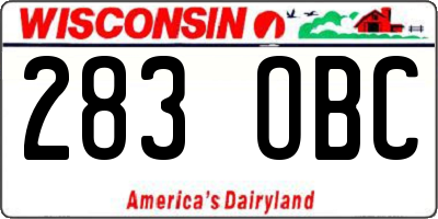 WI license plate 283OBC