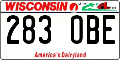 WI license plate 283OBE