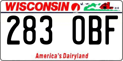 WI license plate 283OBF