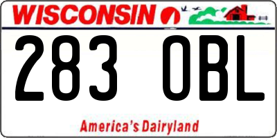 WI license plate 283OBL