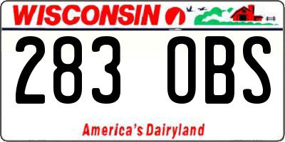 WI license plate 283OBS