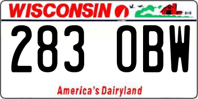 WI license plate 283OBW