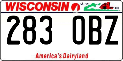 WI license plate 283OBZ