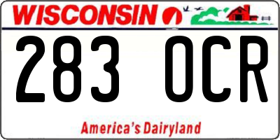 WI license plate 283OCR