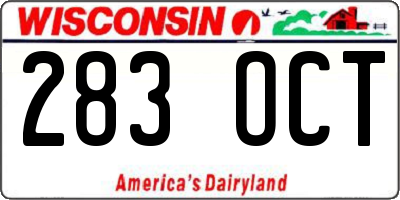 WI license plate 283OCT