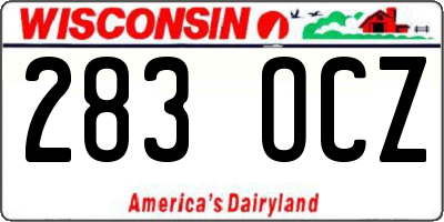 WI license plate 283OCZ