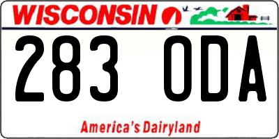 WI license plate 283ODA
