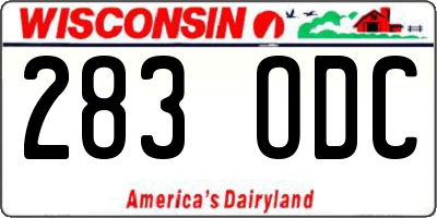 WI license plate 283ODC