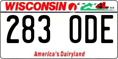WI license plate 283ODE
