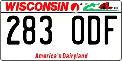 WI license plate 283ODF