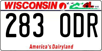 WI license plate 283ODR