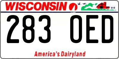 WI license plate 283OED