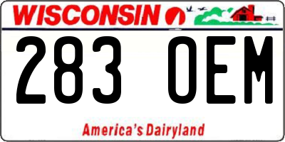 WI license plate 283OEM